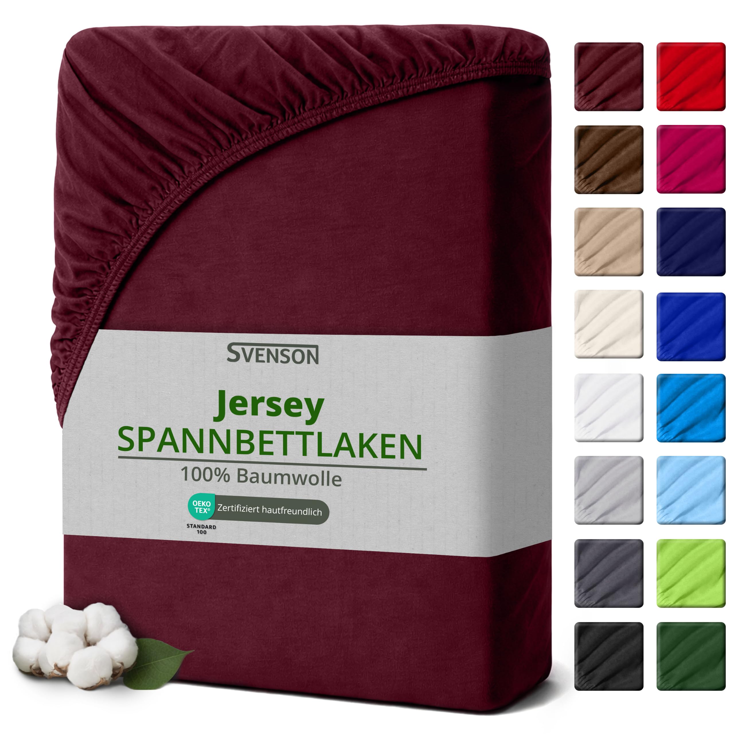 Svenson Jersey-Spannbettlaken aus Baumwolle - weich, elastisch und bequem für den täglichen Gebrauch, 140x200 cm, Türkis