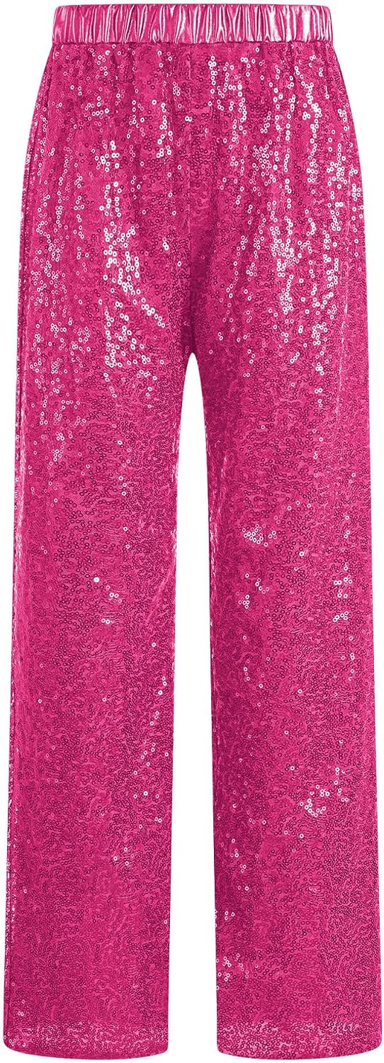 Hularka Kids Girls Sequins Dance Pants Jazz Hip Hop Street Dance Trousers Party Sweatpants Competition Dancewear
