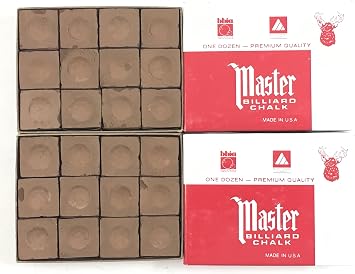 Made in the USA - 2 Boxes of Master Chalk - 24 Pieces for Pool Cues and Billiards Sticks Tips Brown
