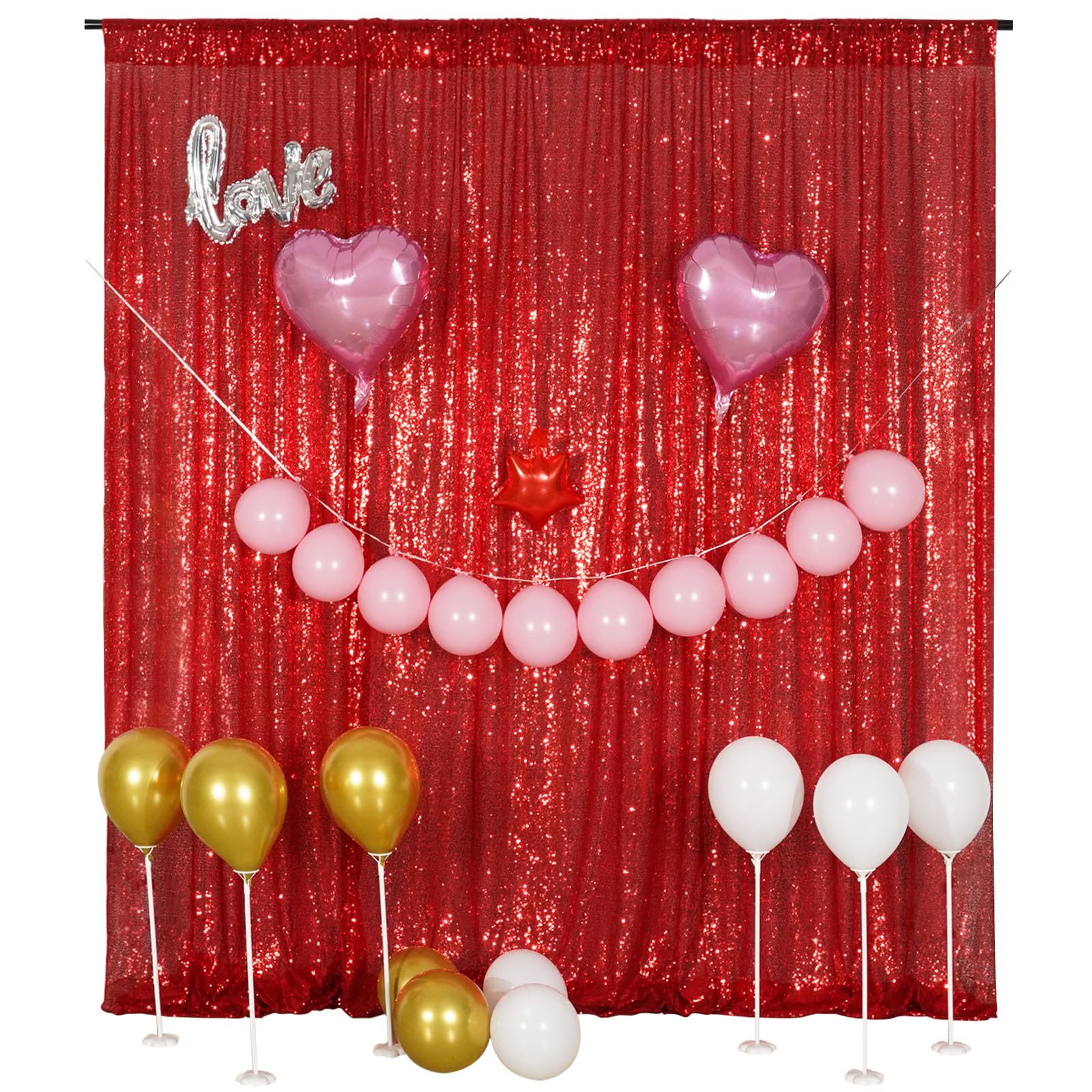 Poise3EHome 20FT x 10FT Sequin Photography Backdrop Curtain for Party Decoration, Red