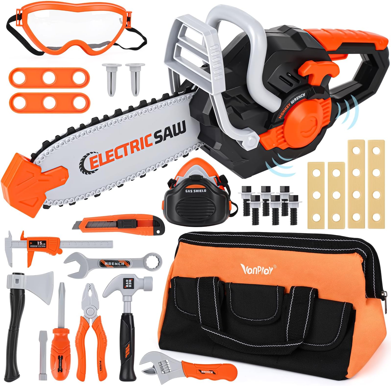 Children's Toy Tools Chainsaw Tool Box Games Gift 3 4 5 6 Years (35 Pieces)