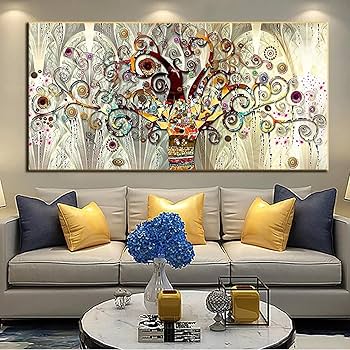 巨大 クリム 生命の木 抽象画 Tree of Life キャンバス 夜の月 Amazon.co.jp: キャンバス絵画グスタフクリムト生命の木黄色い