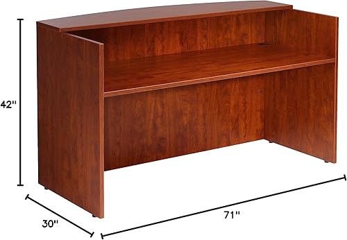 Miniatura 2 de Boss Office Products 71 W by 3036 D by 42 H Recepción Desk, Cereza, 30.2in de profundidad x 72.4in de ancho x 40.4in de alto (N169-C)
