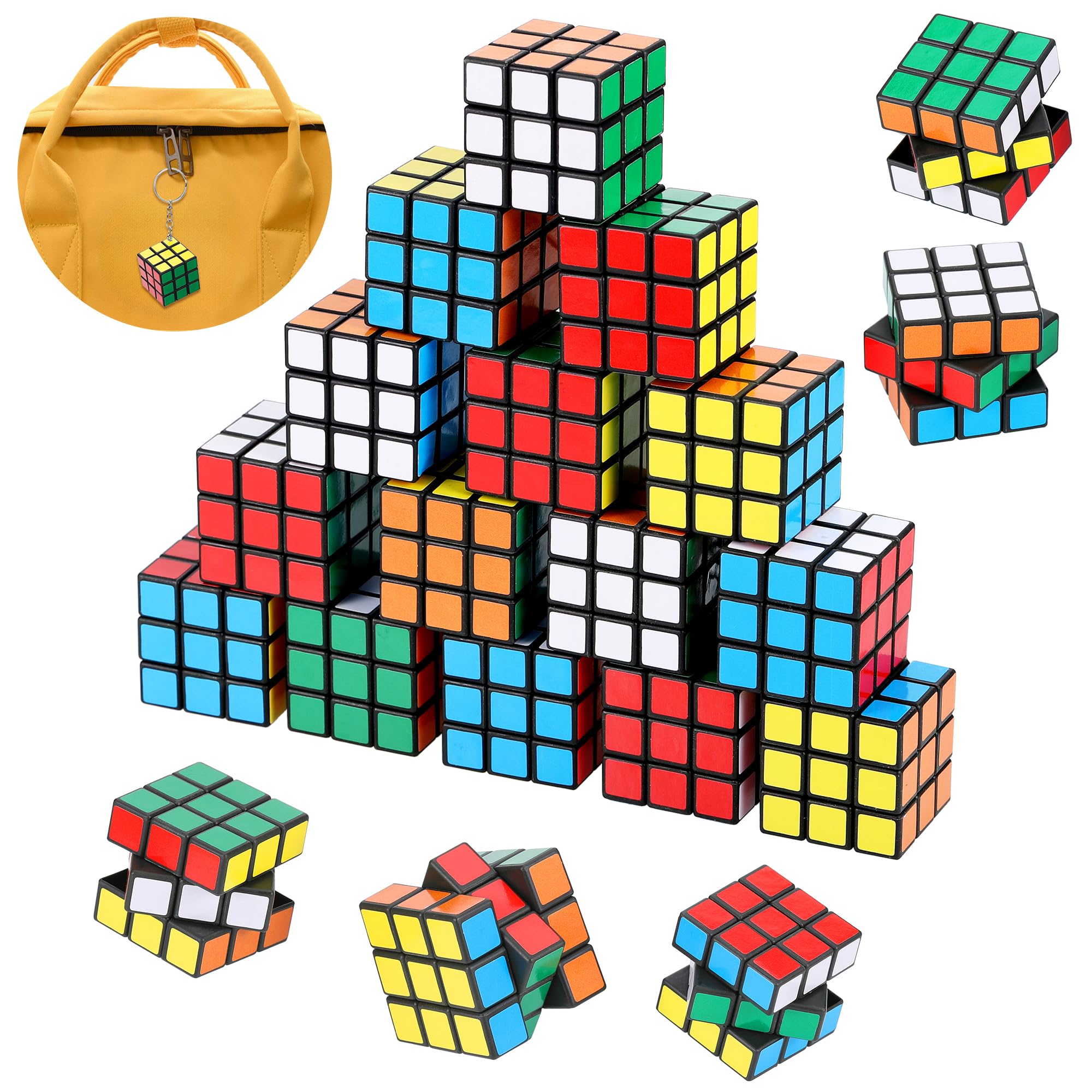 Fentar 20uds Cubo Magico Regalos Cumpleaños Niños Colegio, Speed Cube Llaveros Infantiles, Mini Cubo Detalles Cumpleaños Niño, Pequeños Regalos para Rifa Premios Regalo de Fiesta