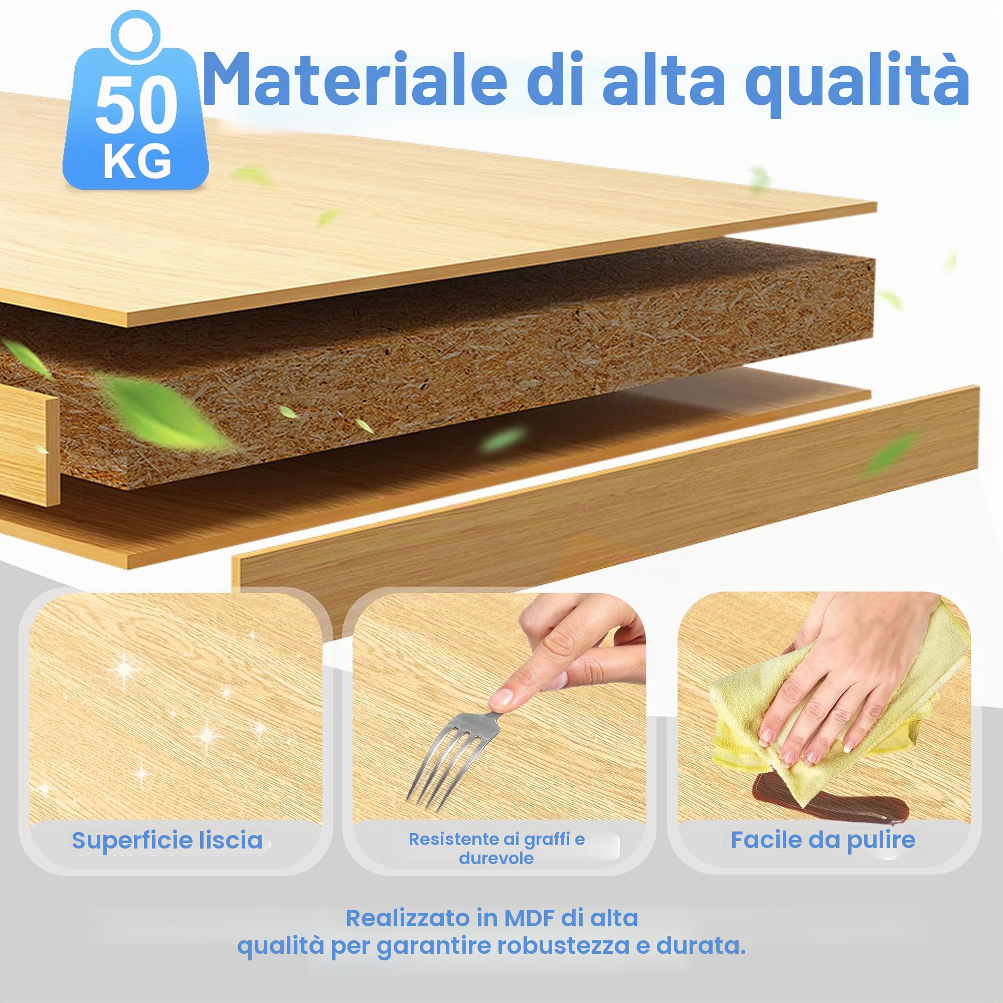 UISEBRT Carrello da cucina con piano di lavoro in legno, mobile da cucina su ruote con cassetto e ripiano, grigio
