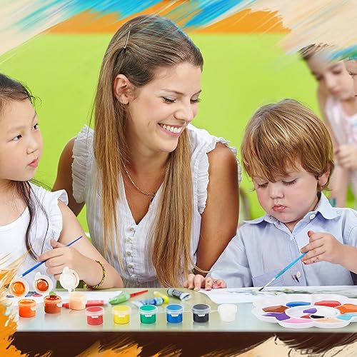 Miniatura 6 de Fulmoon Juego de 24 kits de pintura acrílica para niños y adultos, mini kit de pintura lavable, manualidades, pintura, recuerdos de fiesta, tiras de