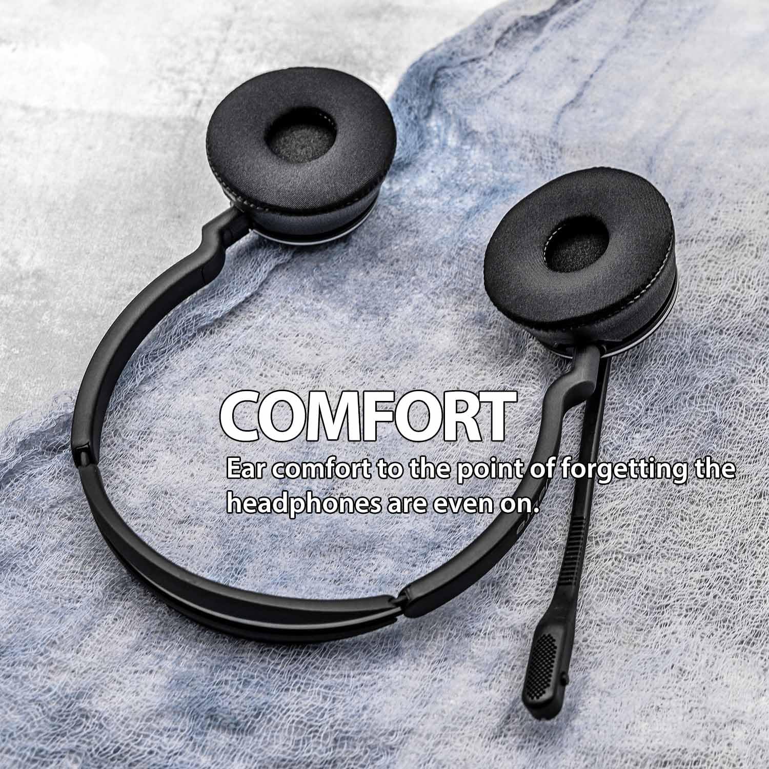Comfort Fit Soft Leather Replacement Ear Pads For Jabra Evolve 65 Headphones