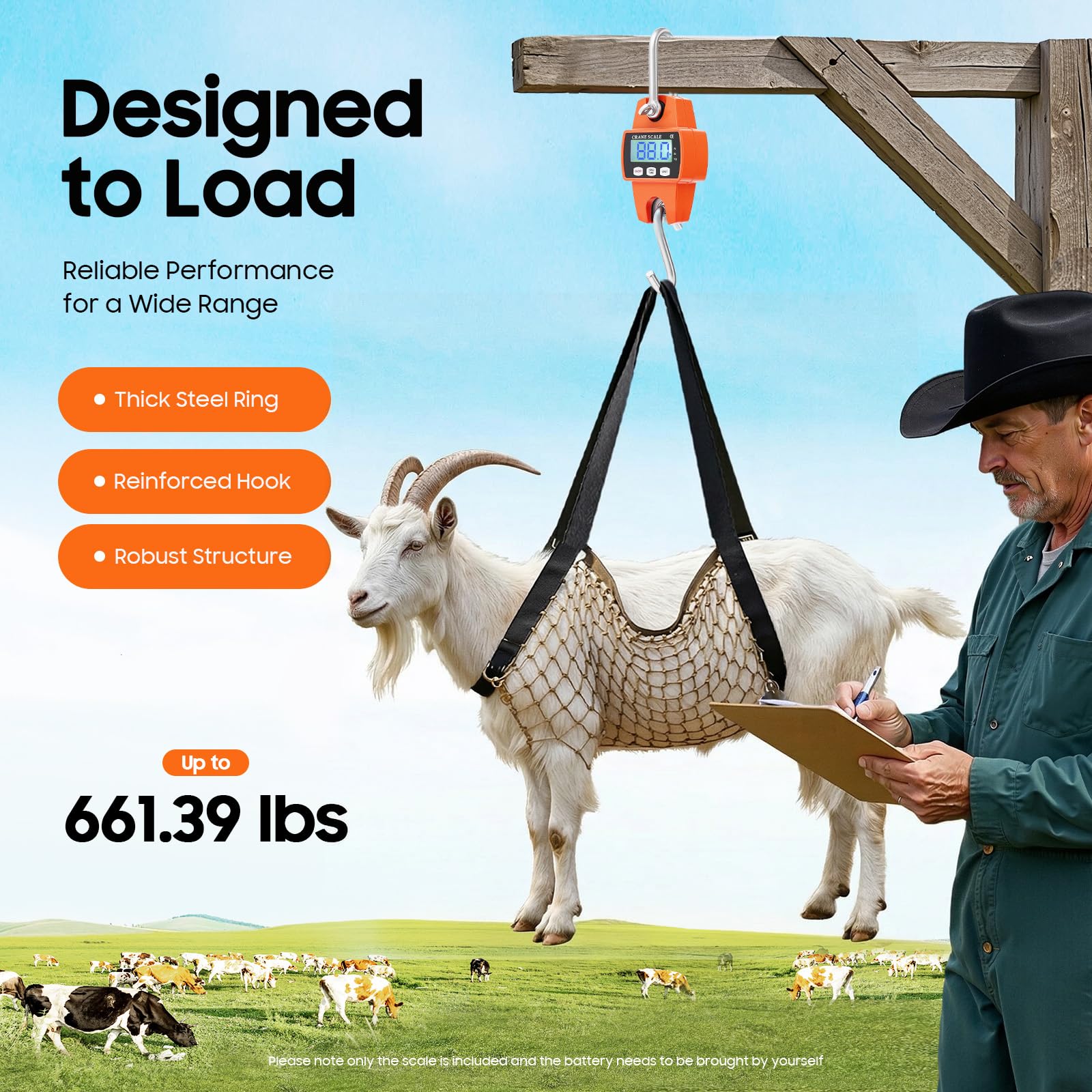 Waga dźwigowa cyfrowa 300 kg/100 g, waga wisząca, LCD, oświetlenie aluminiowe, funkcja tary, funkcja tary, ostrzeżenie o przeciążeniu, przełączane jednostki kg/lb/N