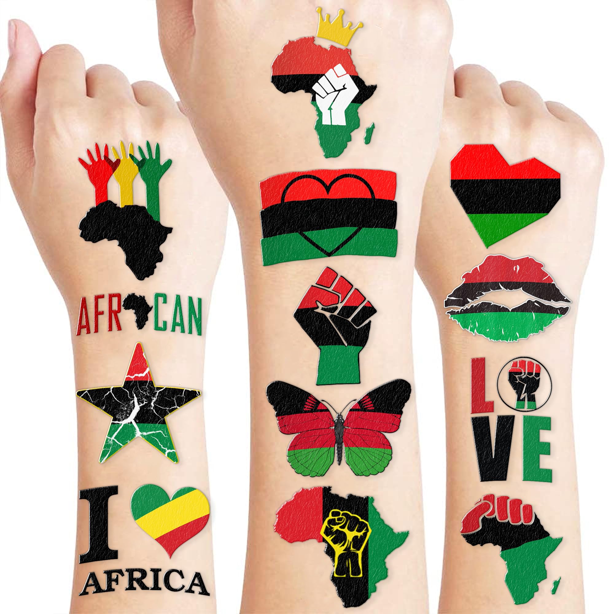 Africa Temporary Tattoos African American Party Decorations Favors Supplies Black History Themed Cute Stickers 10 Sheets 100 PCS Gifts for Baby Girls