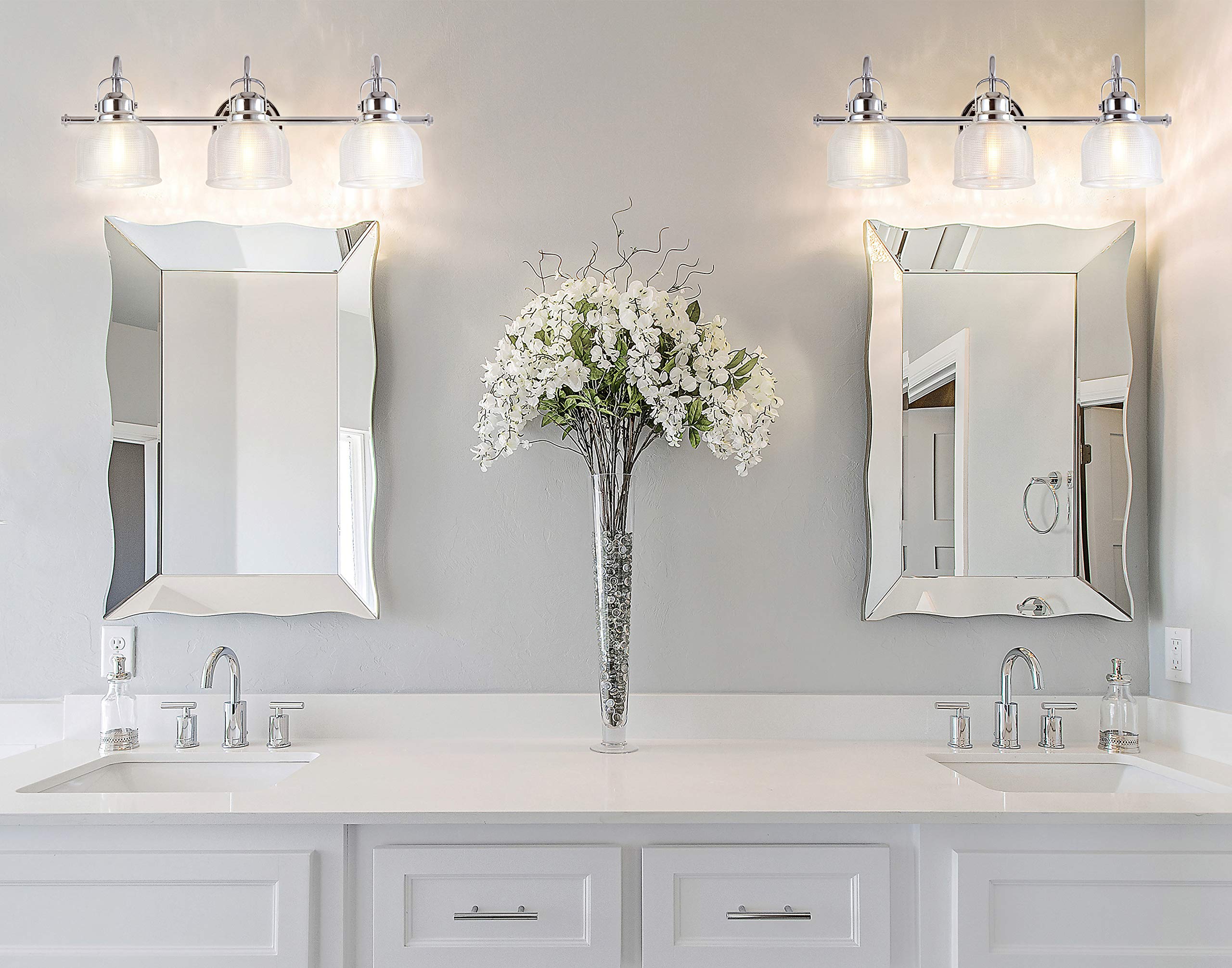 JONATHAN Y JYL7409A Virginia 25.25" 3-Light Metal/Glass LED Traditional Classic Vanity Light Modern 2700K LED 4W Bulbs Entryway Lobby Kitchen Bathroom Bedroom Living Room Hallway, Chrome