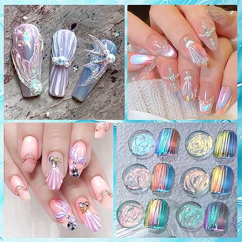 Miniatura 6 de NAILGIL - Gel de uñas 3D y polvo de uñas cromado perla, no se limpia para esculpir textura de modelado, gel duro para pintar diamantes de imitación,