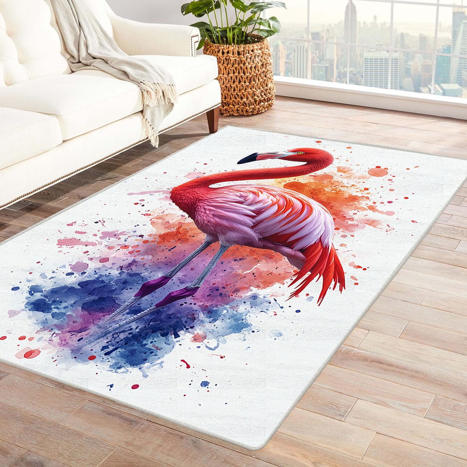 Tapis moderne animal rouge 60x90cm lavable en machine pour salon