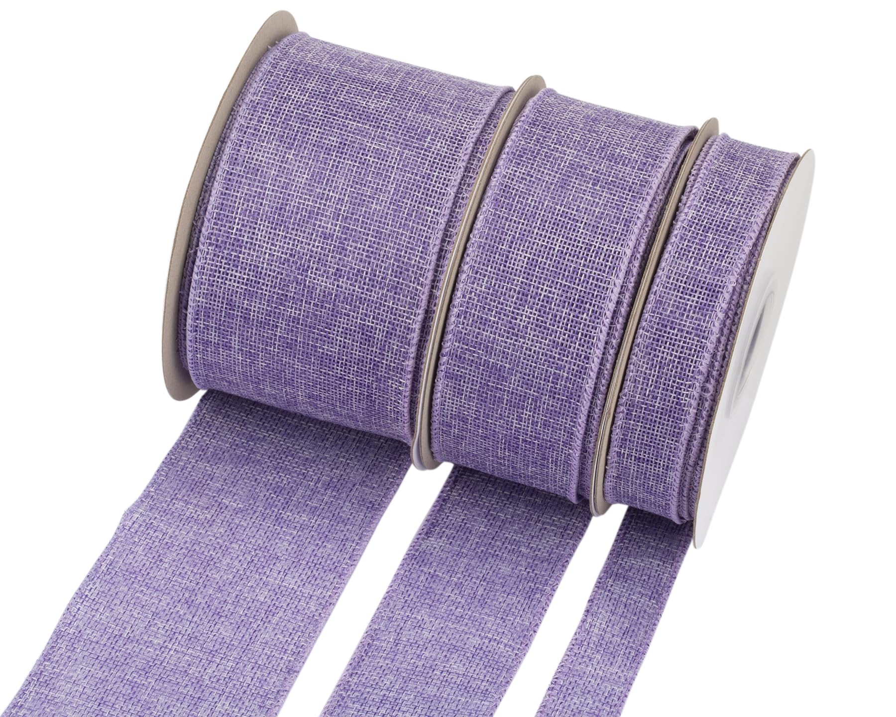 Ribbonitlux Lt. Purple Burlap Wired Ribbon, 75mm x 18 Meters, Wired Edge Burlap Ribbon for Gift Wrapping Big Bow, Wreath - Image 3