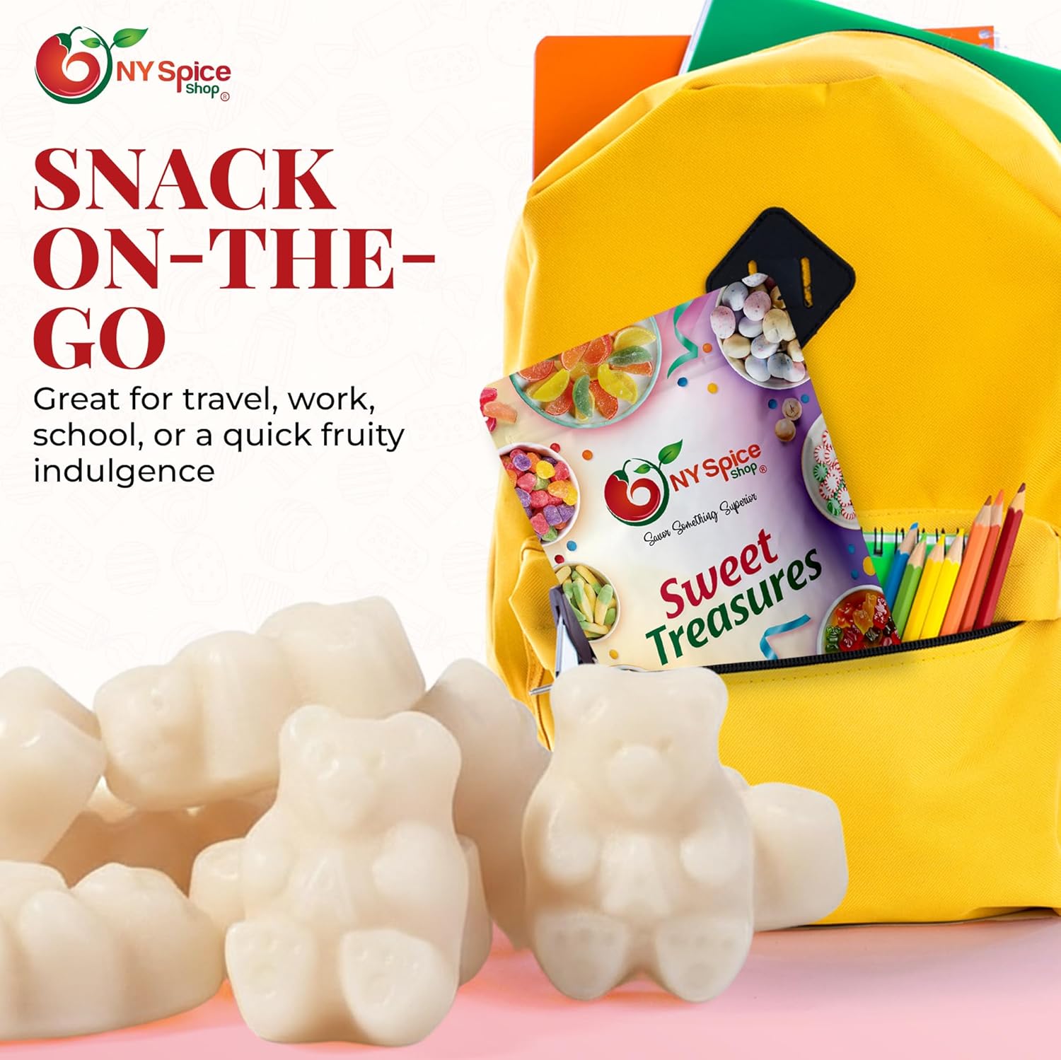 NY Spice Shop White Strawberry Banana Gummy Bears - 5 Pound Gummies Bears Candy - Gummies Fruit Snacks - Chewy Candy - Flavor Gummy Candies - Gummi Bear Gift For All Occasions