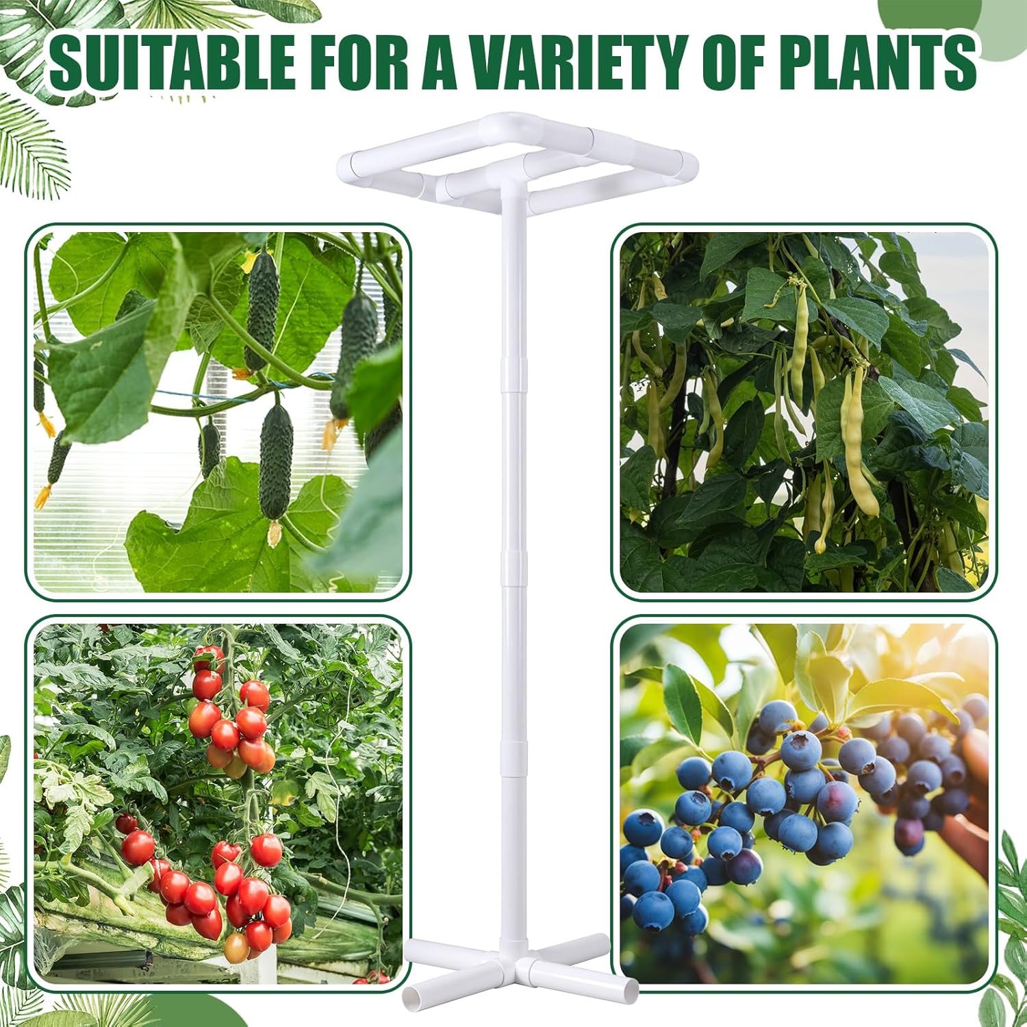 Vicenpal 2 Pcs Dragon Fruit Trellis 14"x14"x50" Cactus Trellis PVC Plant Support for Climbing Plants in Outdoor Gardens Climbing Plant Support Frame Easy Assembly Weatherproof for Vertical Garden