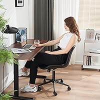 Vista 46 de YOUNIKE Silla de oficina, silla de escritorio sin brazos con ruedas, sillas giratorias ajustables para computadora de oficina en casa, silla