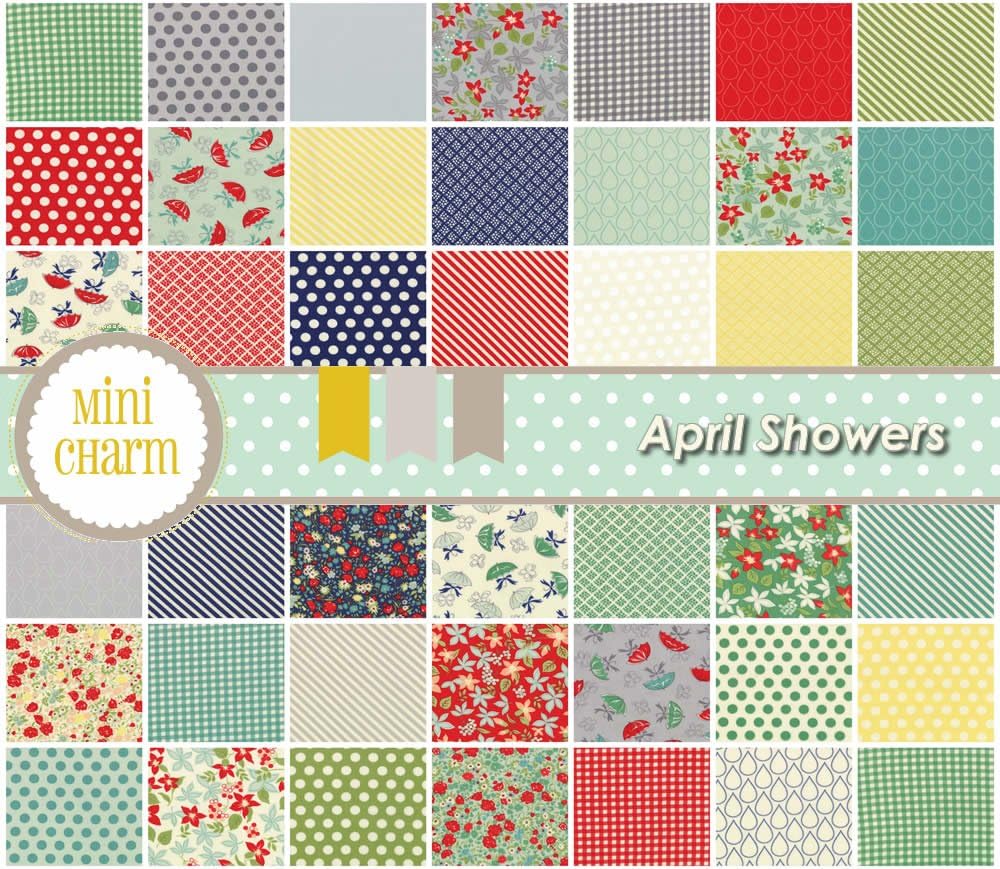 April Showers Mini Charm 42- 2.5" X 2.5" Fabric Squares By Bonnie & Camille For Moda