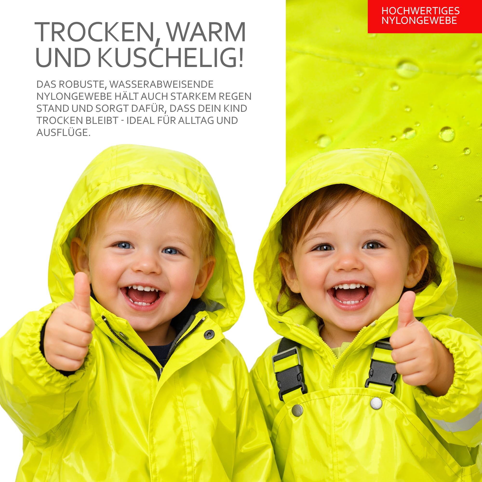 BambiniWelt by Rafael K. Cape de pluie [Poncho de pluie pour siège de vélo enfant] Siège de vélo Bandes réfléchissantes Protection contre la pluie universelle compatible avec Römer