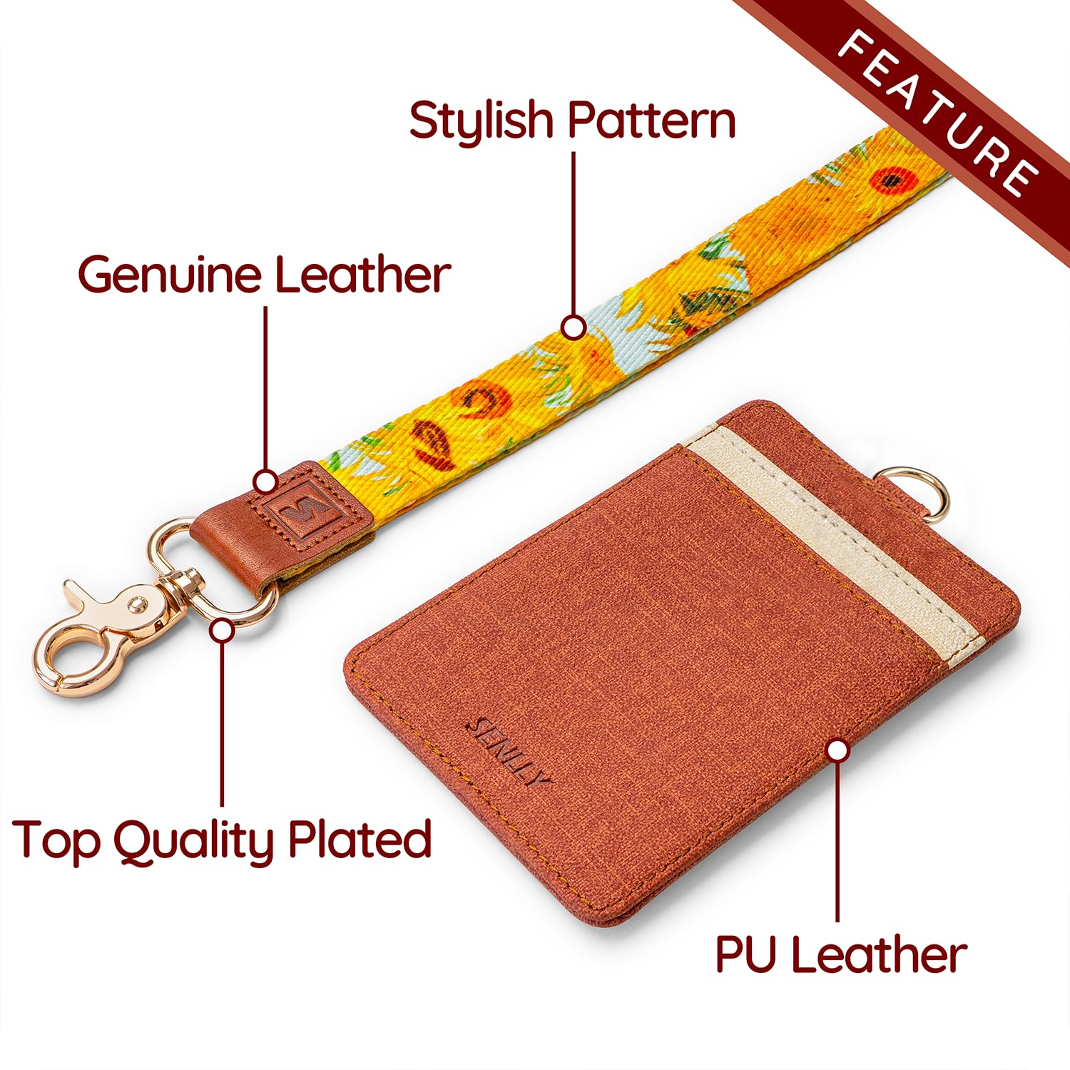 SENLLY - Badge Holder with Detachable Lanyard, 2 Credit Card Slots and 1 ID Window for ID School ID, Driver's License, Credit Cards - Image 2