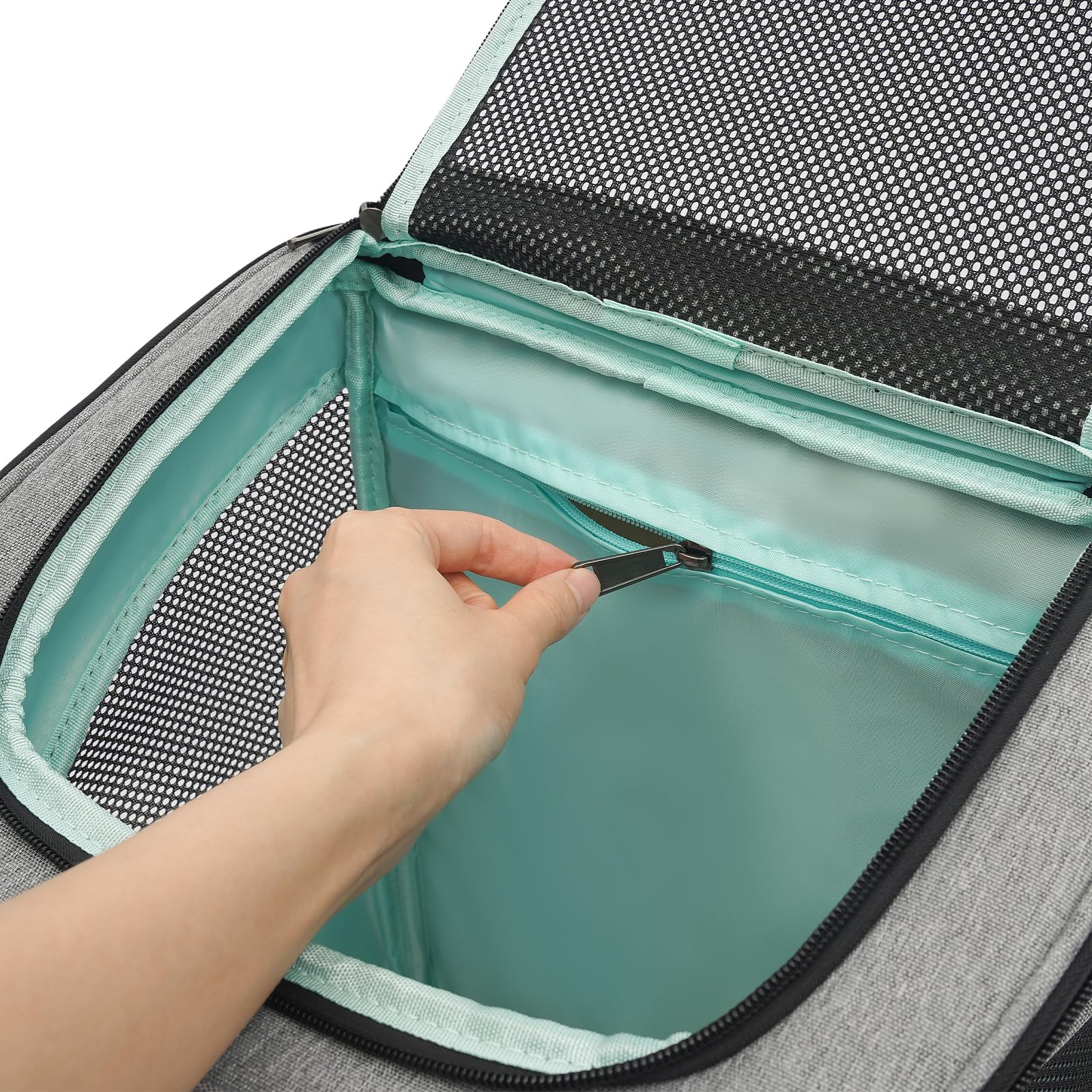 Trasportino pieghevole per cani, 34 x 28 x 44 cm, con tasche, versatile, pieghevole, per viaggi, escursioni, passeggiate, visite turistiche (grigio)