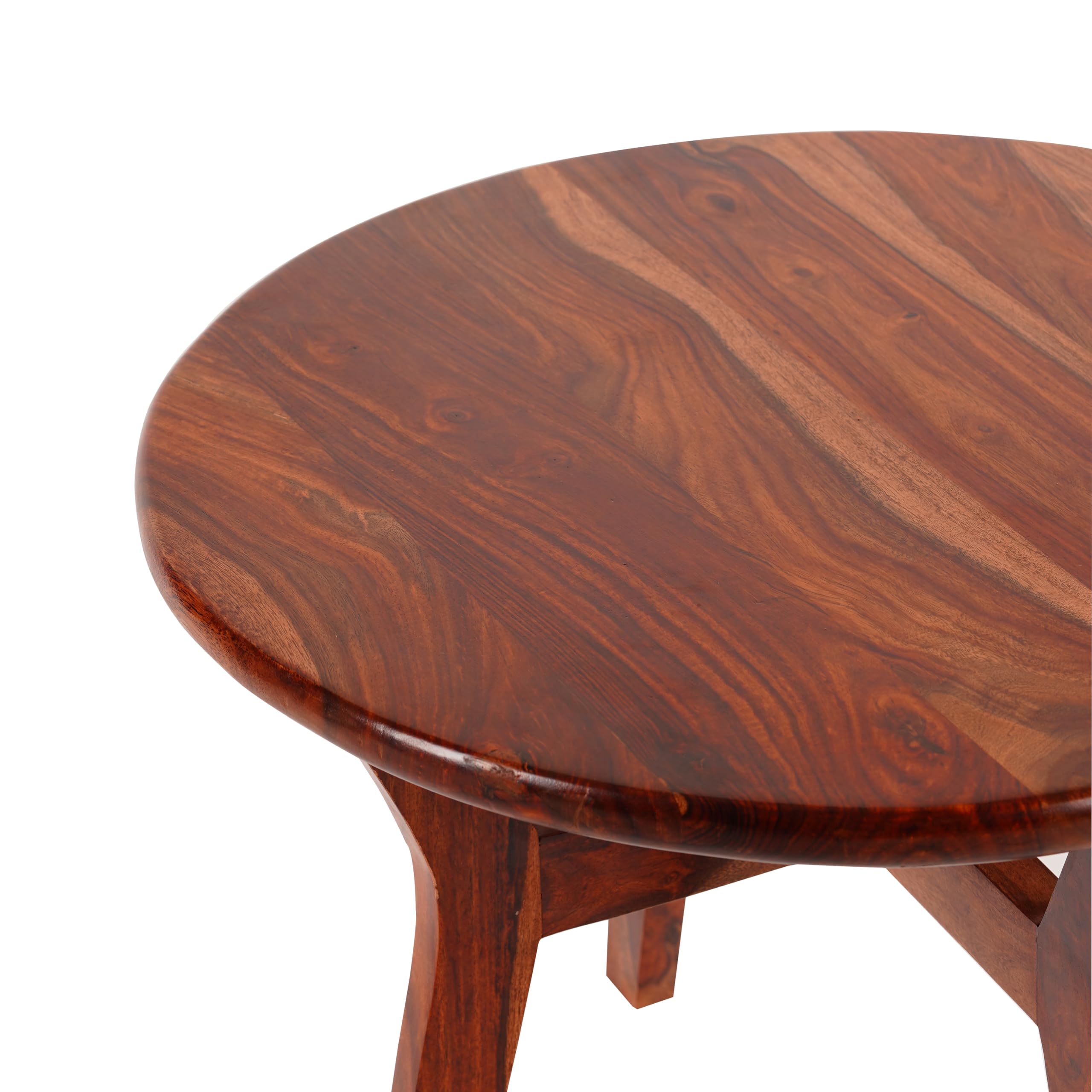 Wood Curls Solstice Sheesham Wood Coffee Table | Center Table for Living Room | Space Saver Tea Table for Office & Home | Natural Finish Round Table(18inch H x 19inch W) 3
