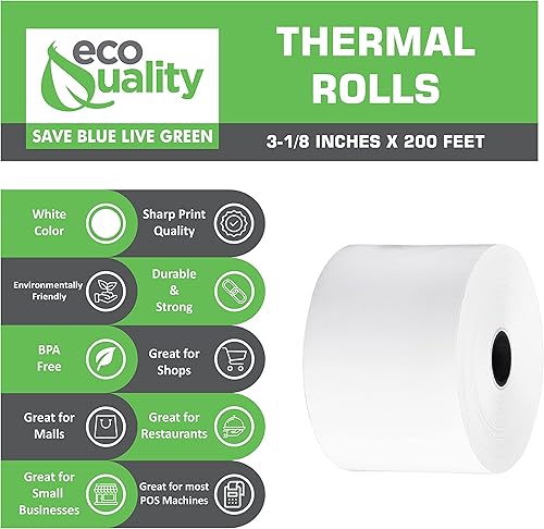 Miniatura 2 de 300 Pack EcoQuality Thermal Cash Register Rolls 3-18 in x 200 ft. - Easy to Replace Thermal Rolls (80MM x 200FT)