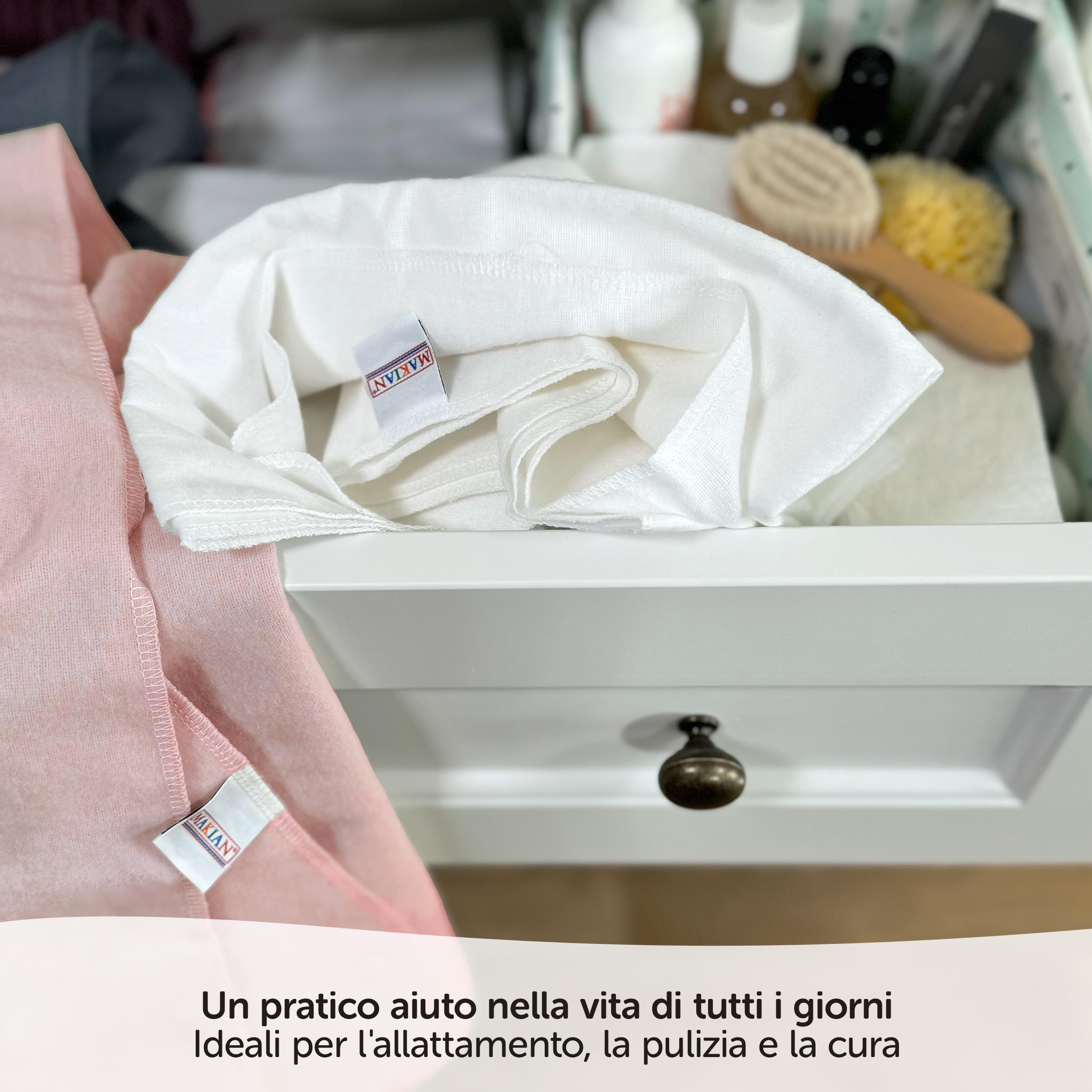 Teli in Mussola Neonato 80x80 cm 4 Pezzi Cotone 100% OekoTex Standard 100 Rosa Cipria