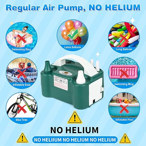 Miniatura 7 de Nulink Bomba eléctrica de globos, máquina sopladora de globos eléctrica portátil, bomba de aire de globos, boquilla doble, inflador de globos de 110