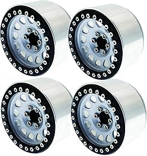 1.9 Beadlock Wheels Rims, for 1/10 RC Crawler Car Traxxas TRX4 D90 Axial SCX10 SCX10 II 90046 SCX10 III AXI03007,Aluminum Alloy (Silver)