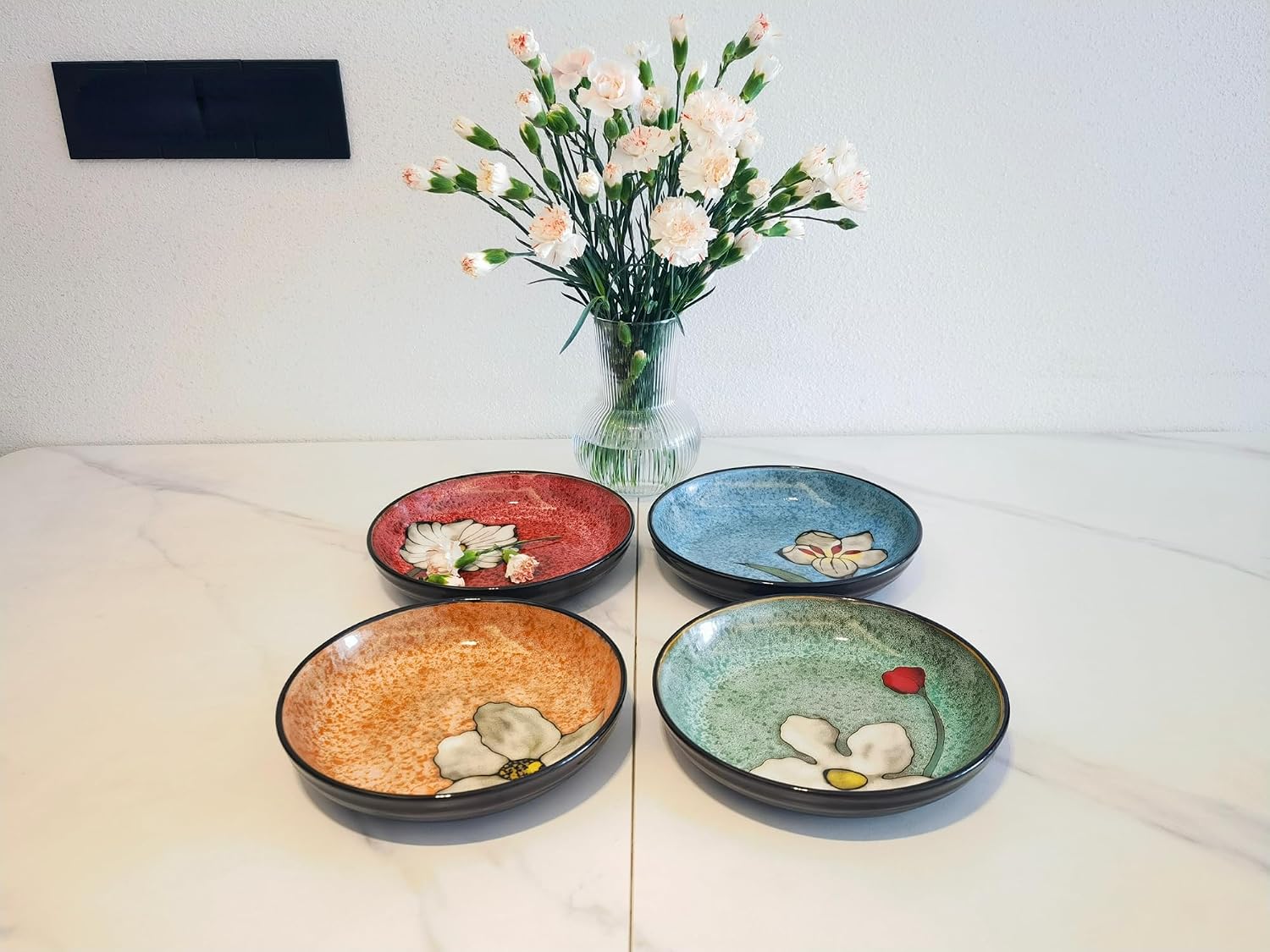 rockgoldbug pasta bowl for Kitchen, 8.5 in - Ceramic pasta bowl set of 4 - For Pasta,Salad,fruit, Serving etc - Dishwasher, Microwave, and Oven Safe - For Breakfast, Lunch and Dinner image 4