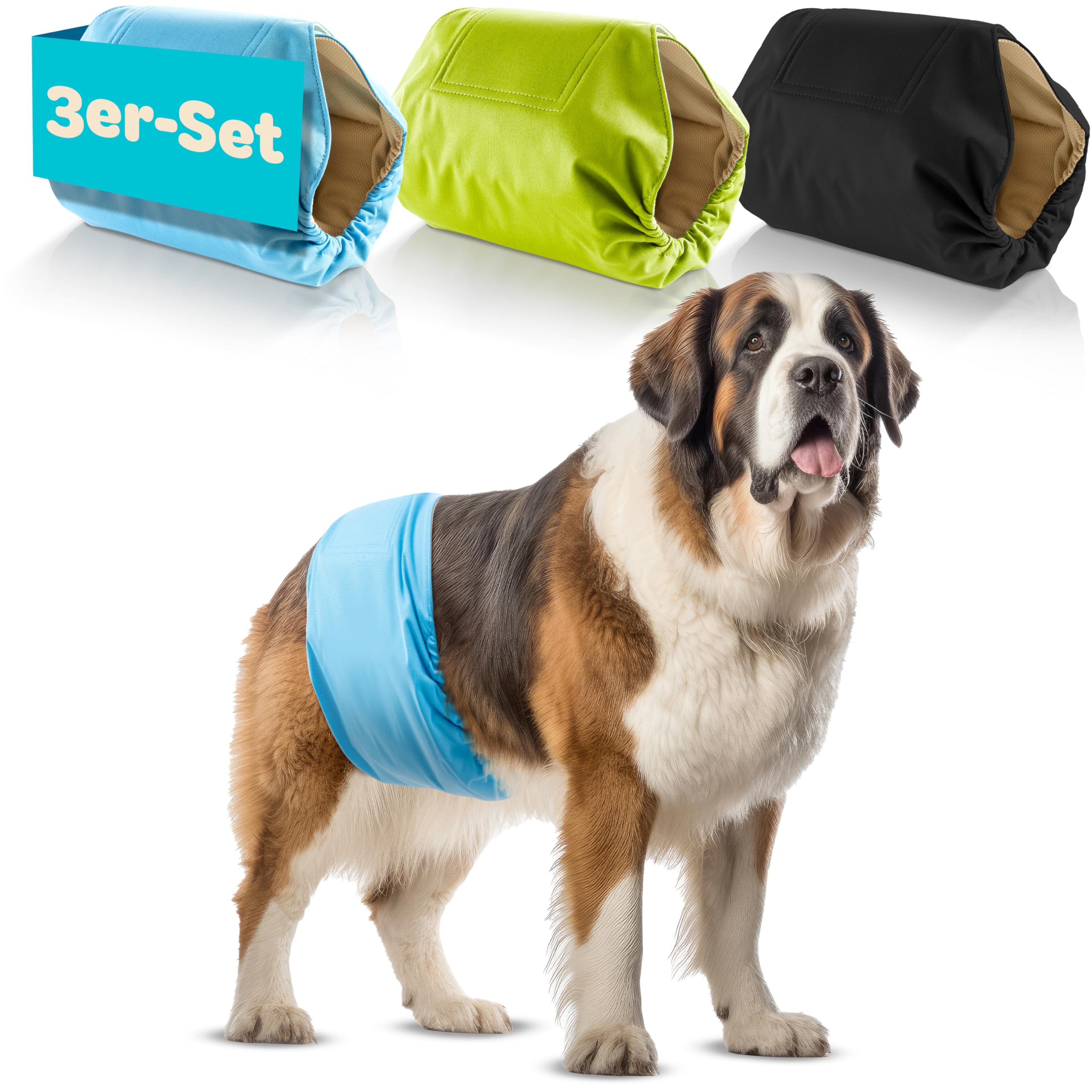 HUND IST KÖNIG Pañales para perros para perros [3 unidades] pañales absorbentes para perros | cómodos pañales para perros en caso de incontinencia para perros – Pañal respetuoso con el medio ambiente