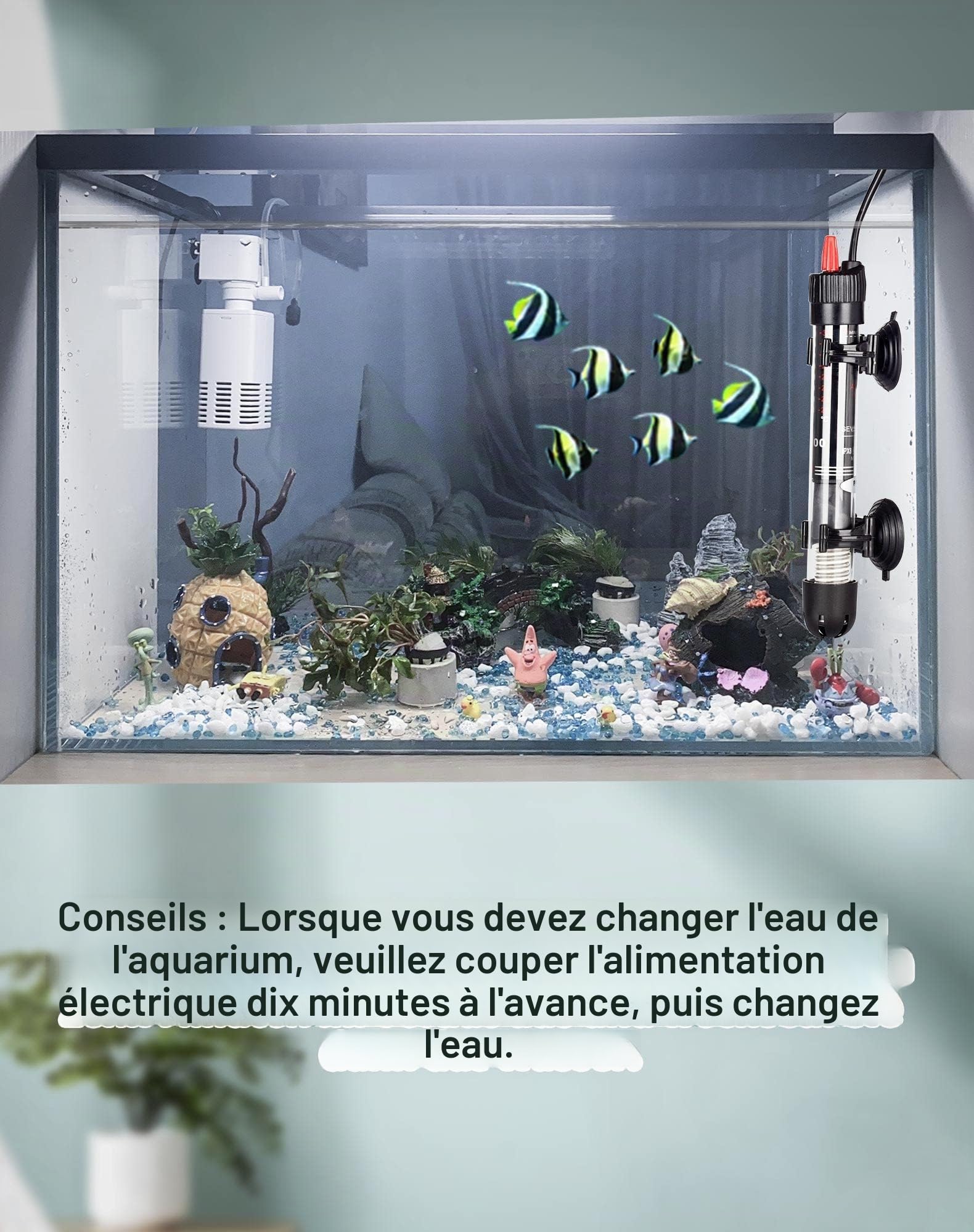 NETONDA Chauffage d'aquarium Réglable 30 l 25 W Résistance Aquarium avec Thermostat 20-34 °C pour Réservoirs à Poissons et Aquarium
