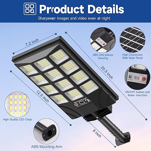 Miniatura 7 de Luces solares con sensor de movimiento para exteriores, 6500 K, luz LED de inundación solar del anochecer al amanecer, luz de seguridad impermeable