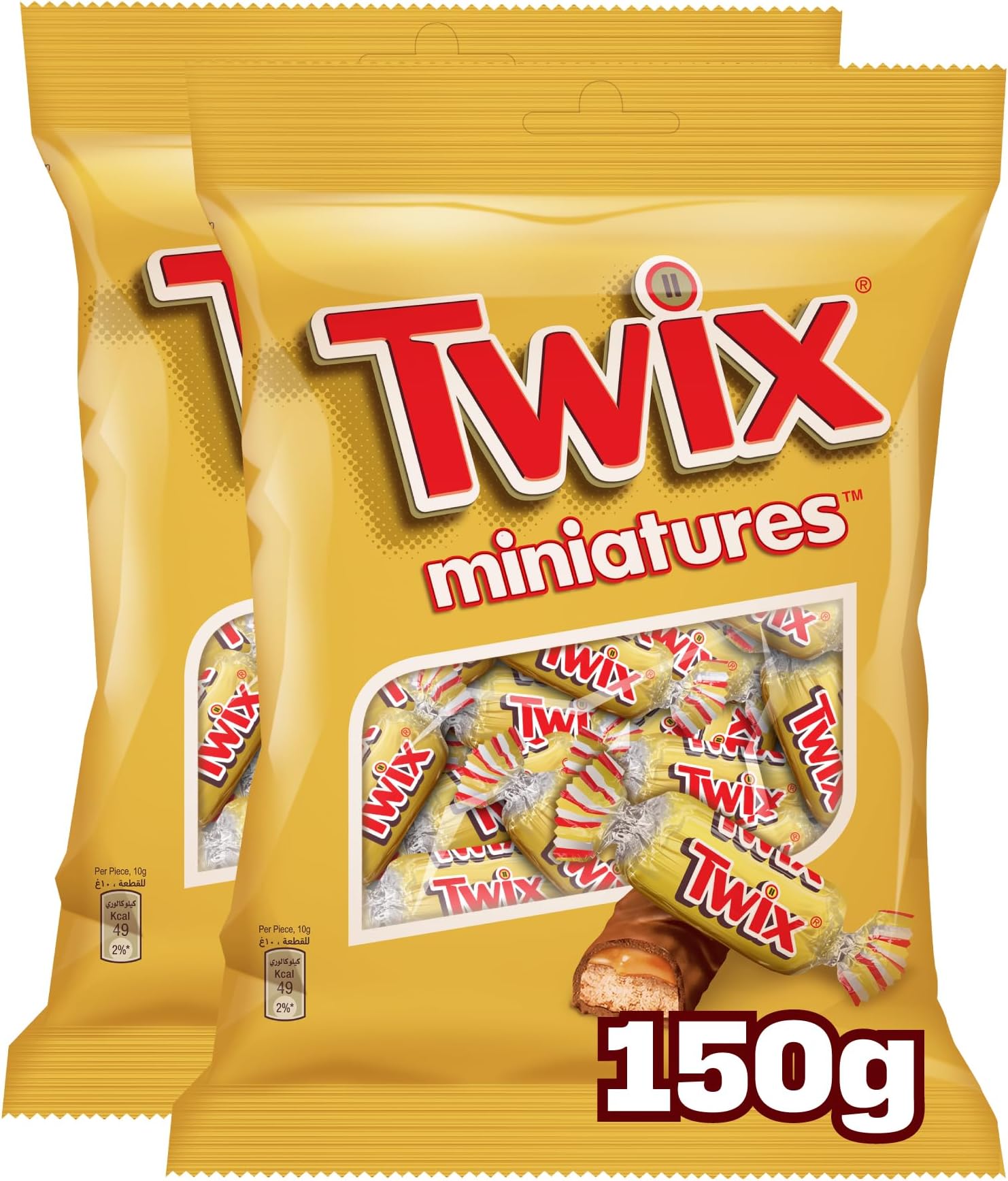 Original Miniatures, Pack of 2x150g, Miniature Bars of Twix Chocolate, Crispy Biscuit Candy Bars Layered with Caramel and Milk Chocolate