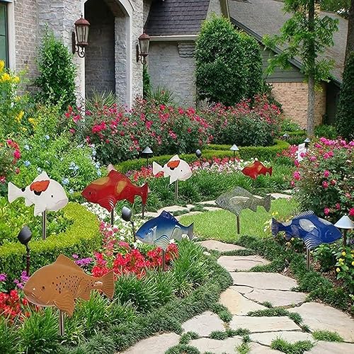 Miniatura 3 de Koi - Esculturas de resina de peces Koi con estaca, esculturas y estatuas de jardín de peces, 3 piezas de esculturas de peces para exteriores,