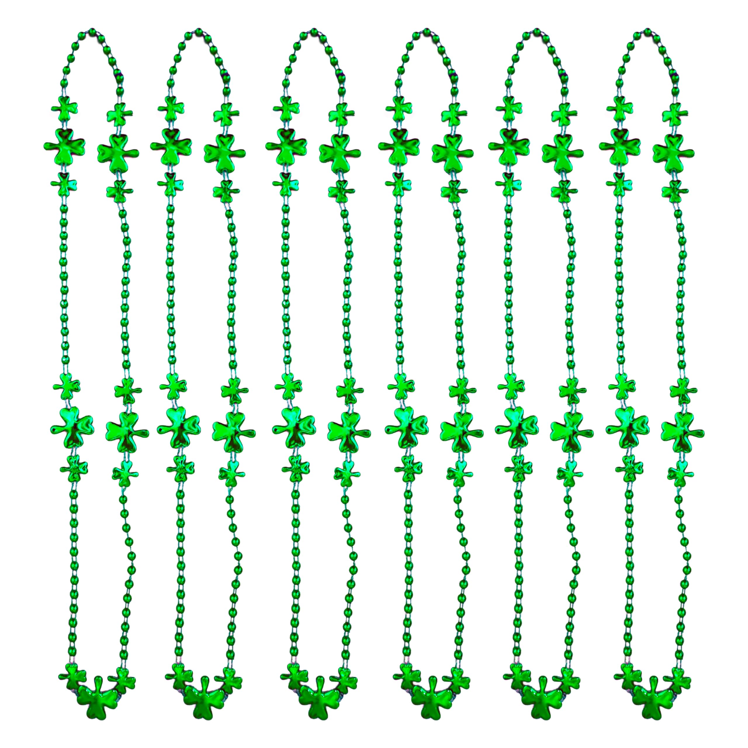 HELERKOL St. Patricks Day Green Shamrock Bead Necklace Irish Day Parade Clover Beads Party Favor Supplies Costume Accessories 12 Pieces