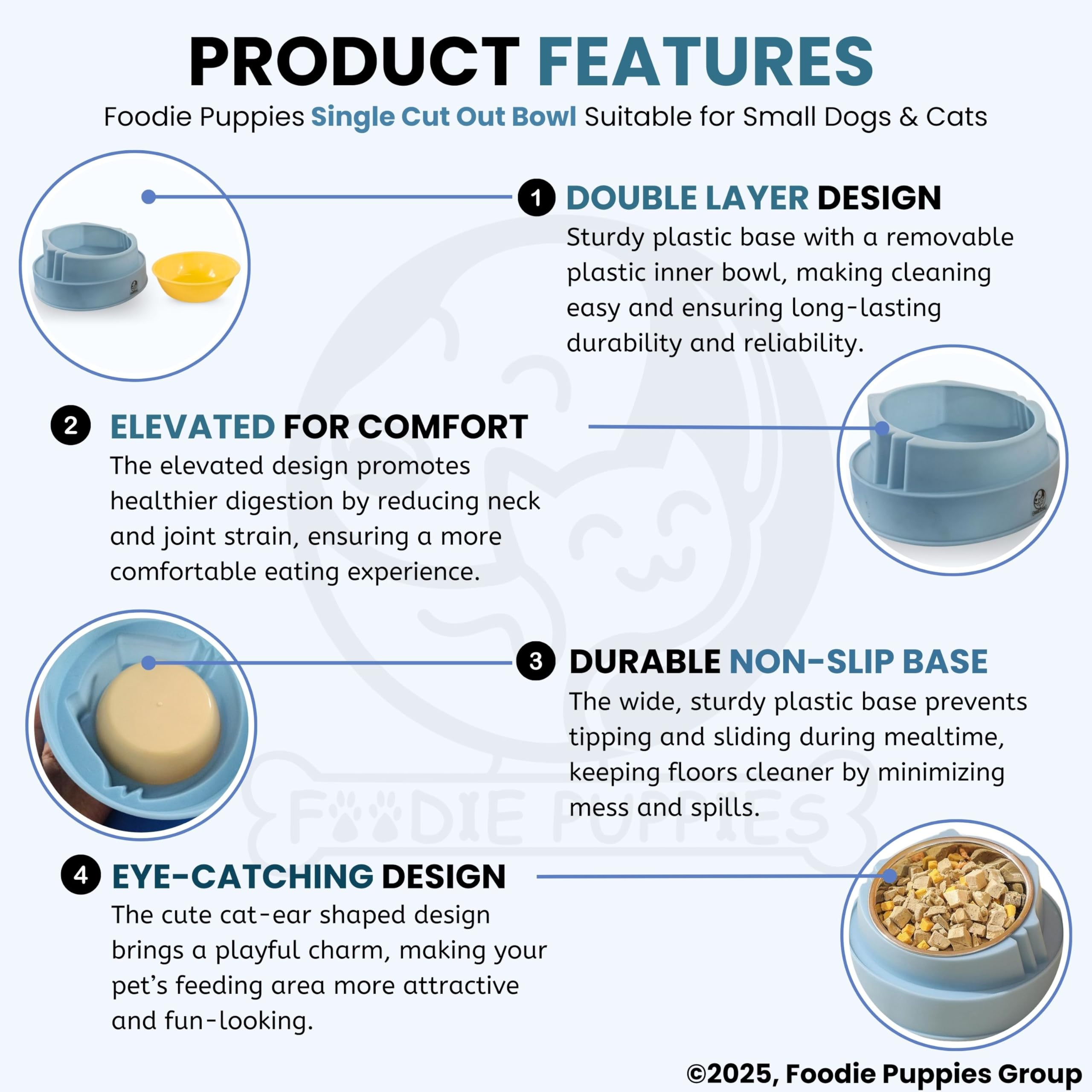 Foodie Puppies Cat Food Bowl, Tilted Food or Water Bowl for Cats and Small Dogs - (Single CutOut Bowl, 350ml), Anti Vomiting, Healthy Cat Bowl for Persian Cat Prevent Tipping Over Plastic Feeding Bowl 2