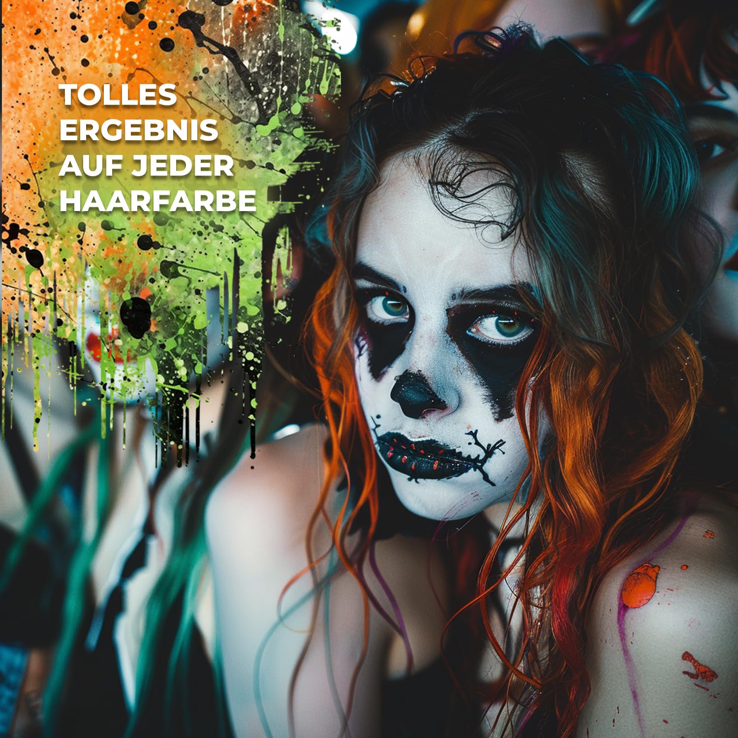 Festicy Kolorowe kredy do włosów na Halloween 2025 I 6 kolorów: czarny, biały, czerwony, zielony, pomarańczowy, szary zestaw grzebieni I kostium na Halloween dla dziewczynki, kobiety, horror