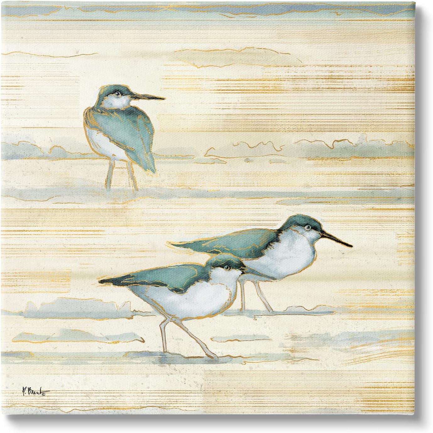 Stupell Industries Oceanside Sandpipers Beach Birds Canvas Wall Art, Design by Paul Brent