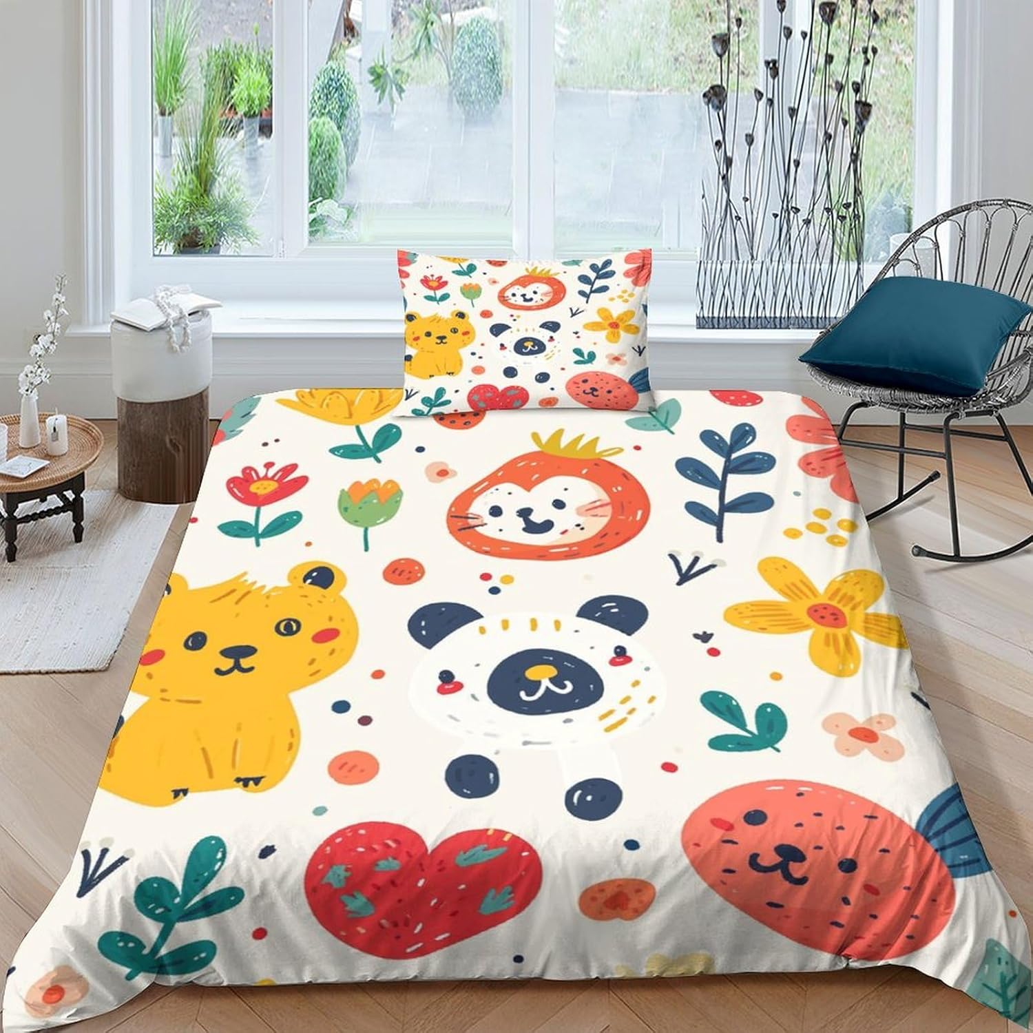 Euxclxcl Cute Animal Friends Bed Linen 3D Print Mermaid Animal Print