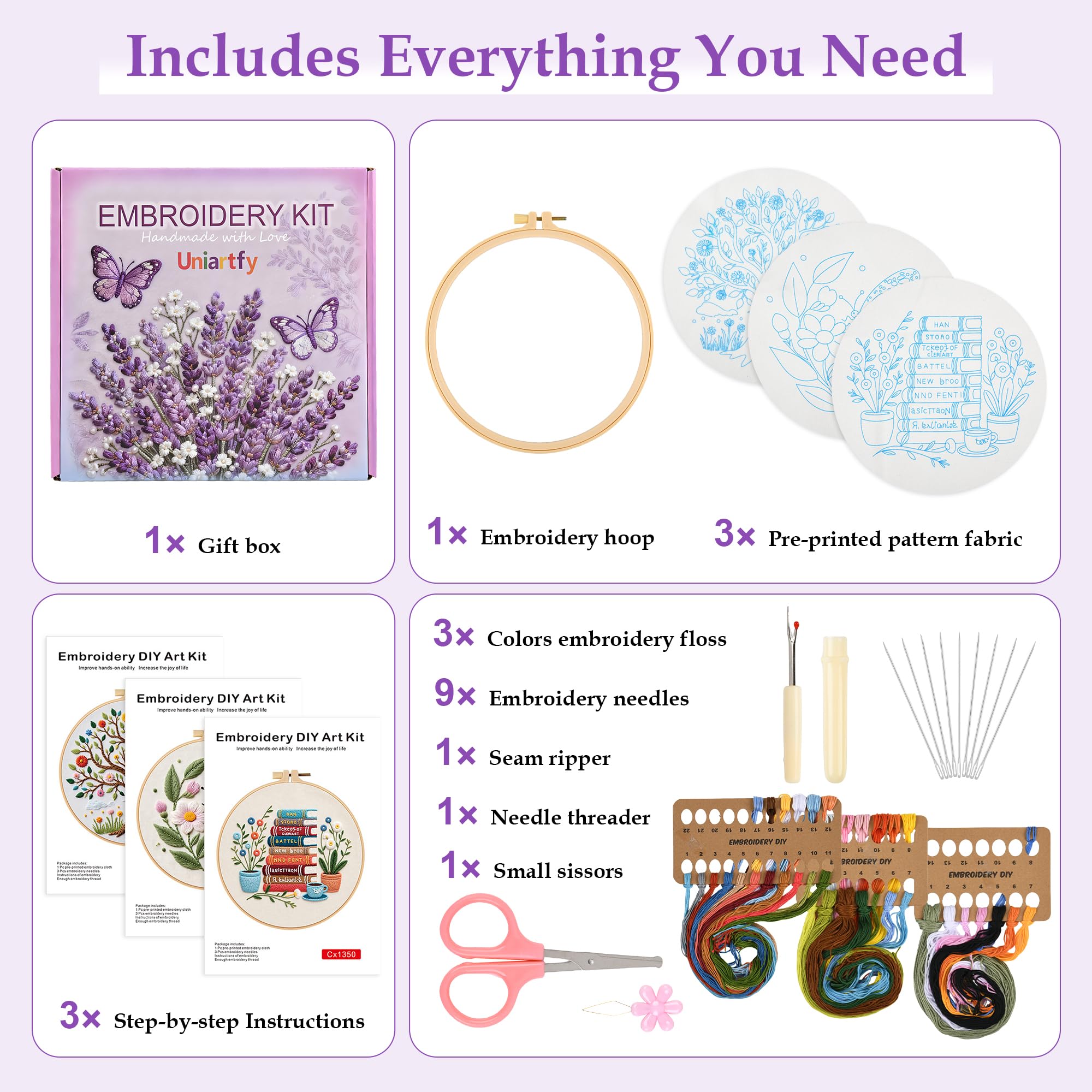 Beginner Embroidery Kit - Butterfly & Tree Designs -2