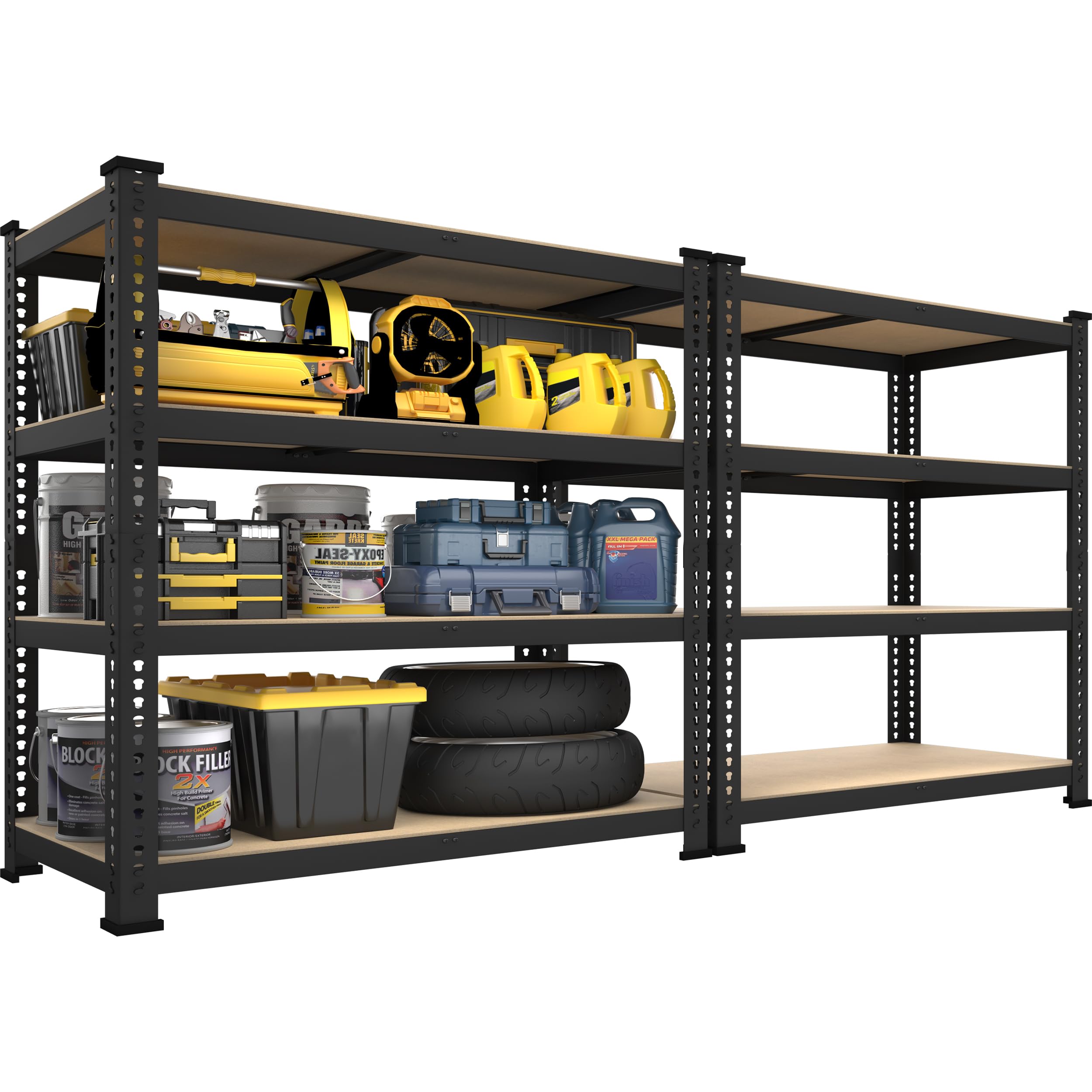 PrimeZone 40" W x 20" D x 59" H Heavy Duty Storage Shelves, 4 Tier Adjustable Garage Shelving Unit, Metal Organizer Shelf Utility Rack for Warehouse
