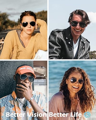 Miniatura 2 de JOOX Lentes de sol polarizados de aviador para mujeres y hombres, lentes de protección UV400 y marco piloto de metal ligero
