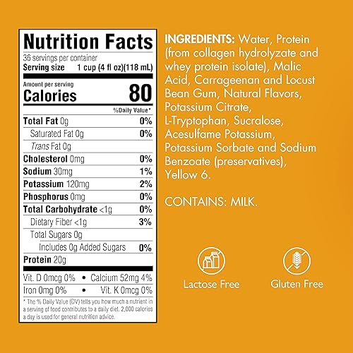 Miniatura 2 de Gelatein 20 Naranja: 0.71 oz de proteínas. Sin azúcar. Ideal para dietas líquidas claras, dificultades para tragar, bariátrico, diálisis y