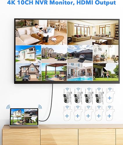 Miniatura 6 de CAMCAMP Wireless Security Camera System with 10.1" Monitor, Dual Lens PTZ CCTV Camera Security System, 10CH Expandable 4K NVR,Auto Tracking, No