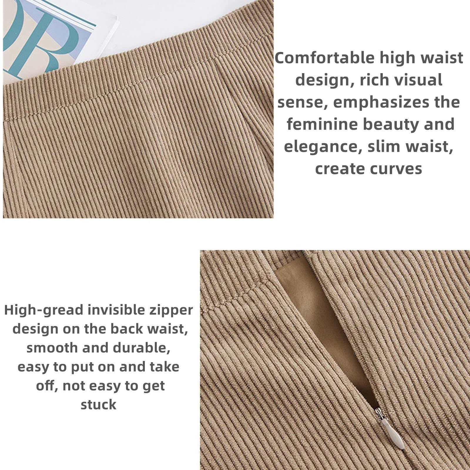 Röcke Damen Cord -midi -Rock - Hoher Taillierter A -line Midi, Vielseitiger Herbst Winterstil Frauenröcke Schlanker Passform Und Wärme-braun-XL