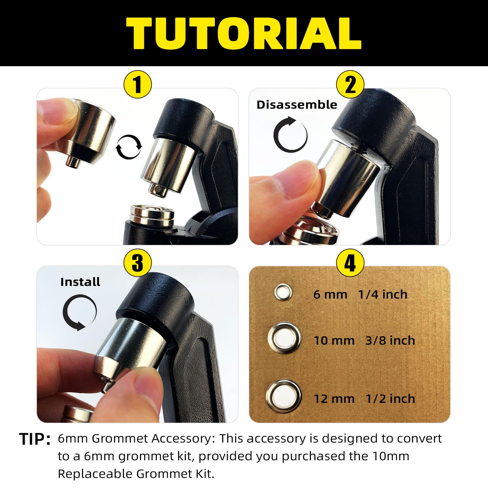 HAPDEN Accessorio pinza per occhielli da 6 mm, più 200 occhielli da 6 mm