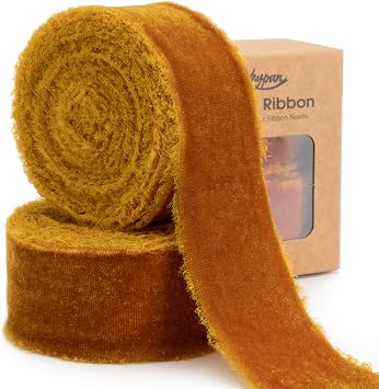 Keypan Burnt Orange Velvet Ribbon for Fall Decor, 1.5 in x 6 yd | Ideal for Wreaths, Thanksgiving Decor, Pumpkin Displays, Gift Wrapping, Bouquets, and Crafts