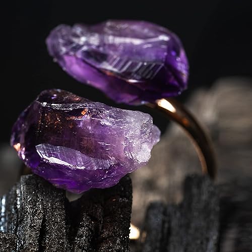 Miniatura 2 de AYANA Adjustable Healing Crystal Ring  Handmade bypass ring for women with Gold-plated Copper  Statement Rings with Ethically Sourced Natural