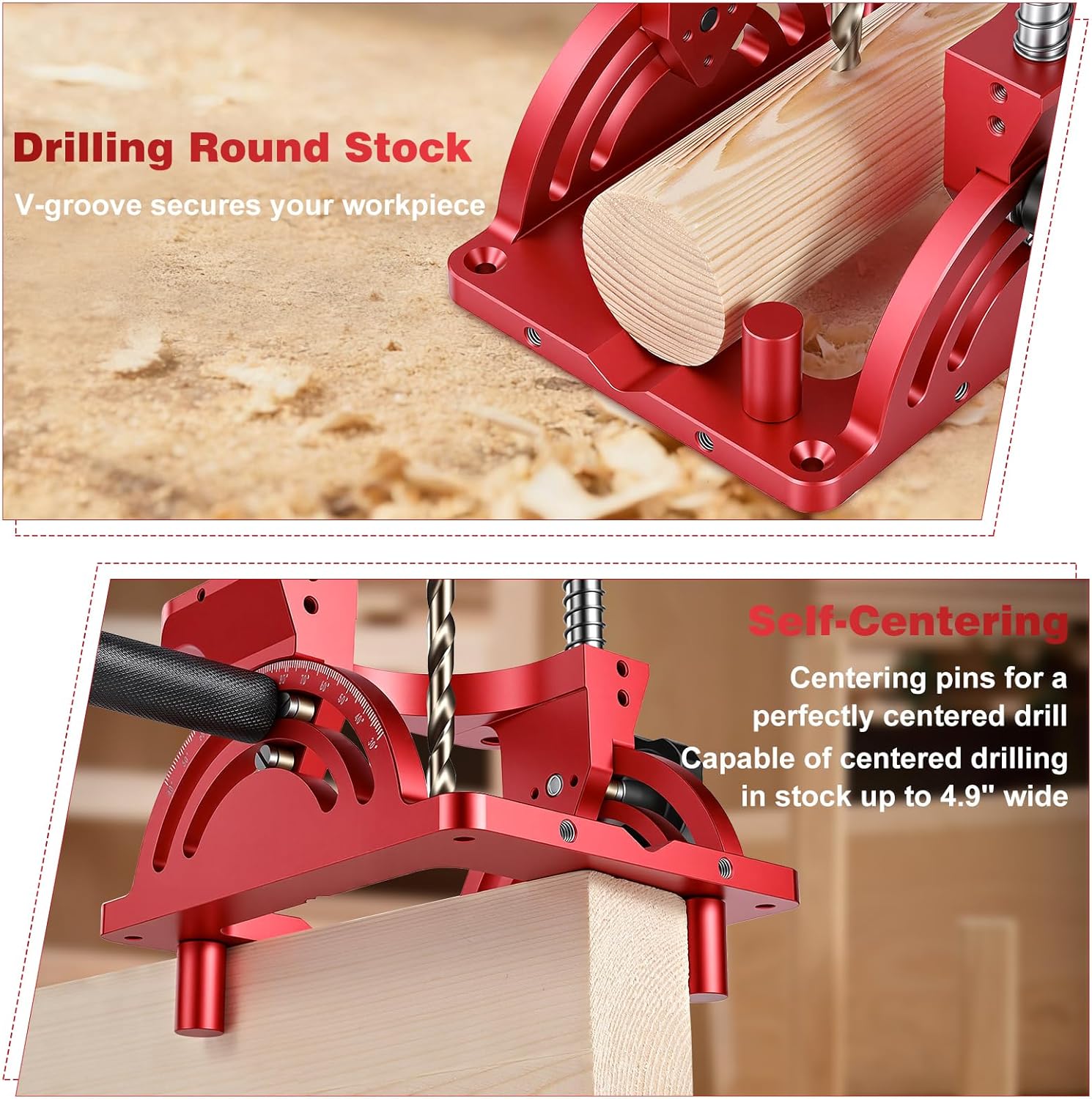 Portable Drill Guide for Drilling Precision Angled or Straight Holes, 0° to 60° Angle Drill Jig Attachment, Drill Press Adapter for Hand Drill, Portable Drill Press with 1/2" Chuck